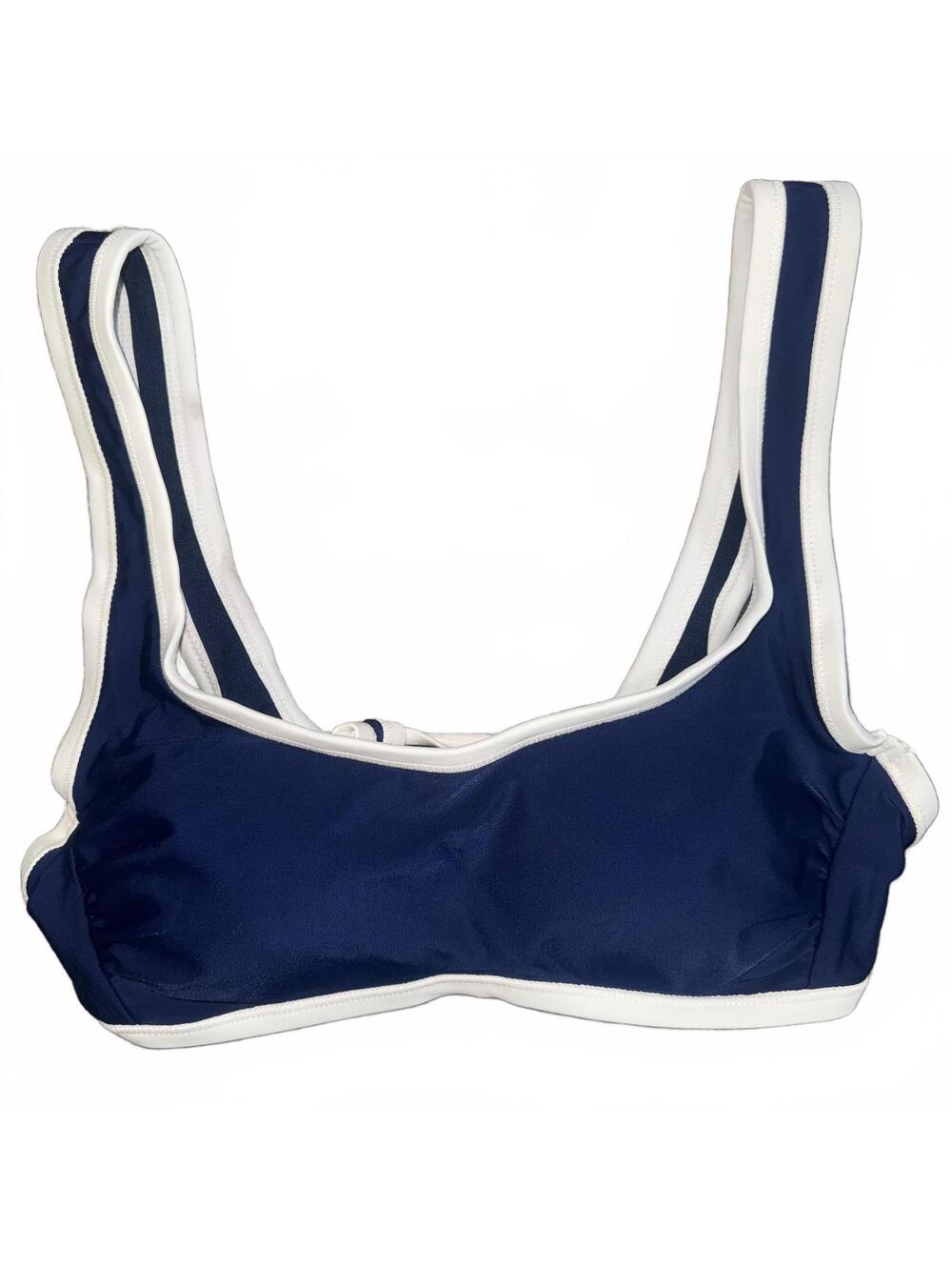 Shade & Shore Navy Blue Contrast Trim Bikini Top NWT Size Small